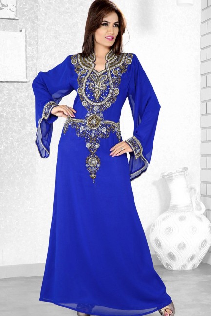 Royal blue Georgette Abaya Kaftan