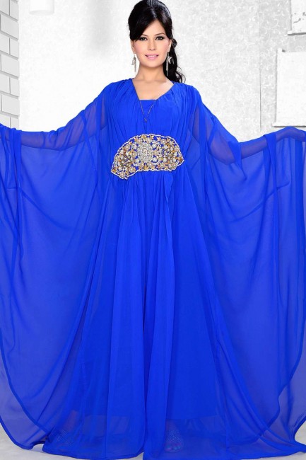 Royal blue Georgette Abaya Kaftan