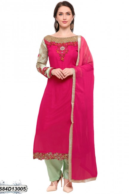 Delicate Pink color Georgette Salwar Kameez