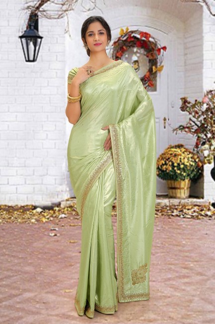 Pink Shimmer Saree with Beads