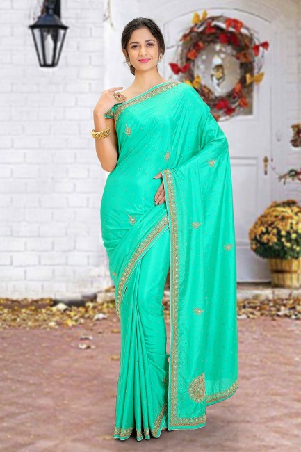 Green Beads Silk Saree