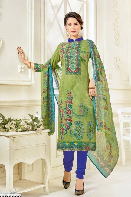 Green, Multi color Cotton Salwar Kameez