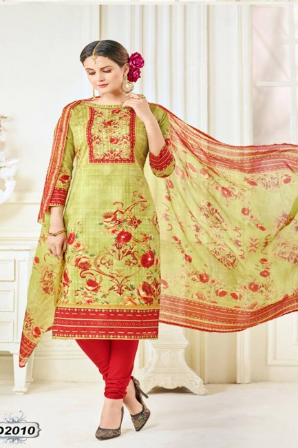 Green, Red, Multi color Cotton Salwar Kameez