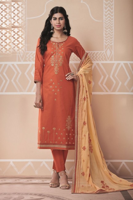 Churidar Suits in coral  Cotton