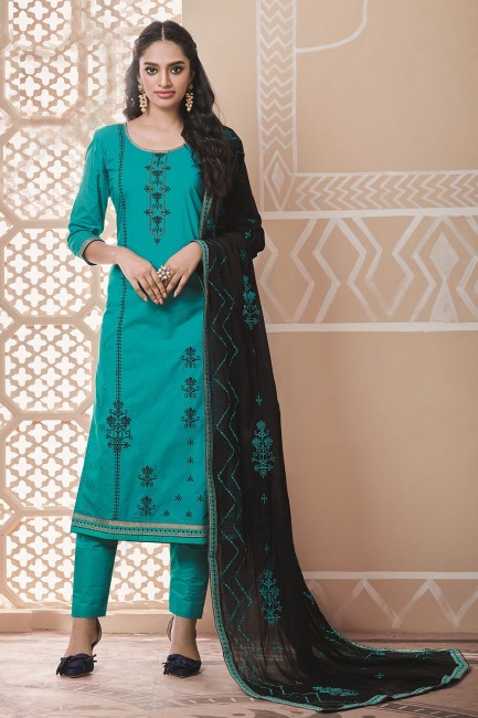 sea Green Churidar Suits with Cotton