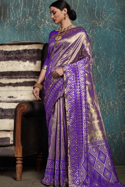 Weaving Art Silk Saree in Purple