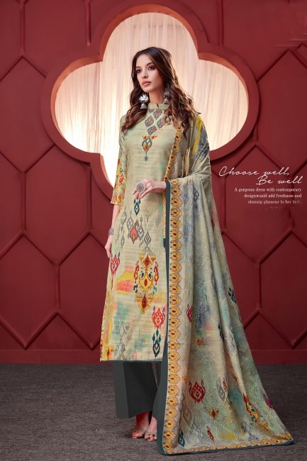 Multicolor Palazzo Suits with Cotton Silk