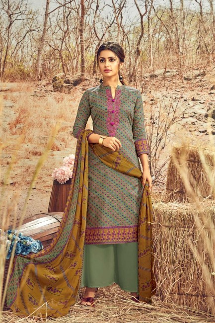 Multicolor Palazzo Suits in Cotton with Cotton