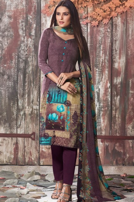 Crepe Palazzo Suits in wine  with dupatta