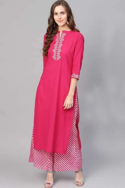 New Rani pink Cotton Kurti