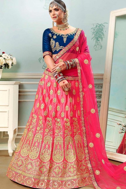 Ravishing pink Satin and silk Lehenga Choli
