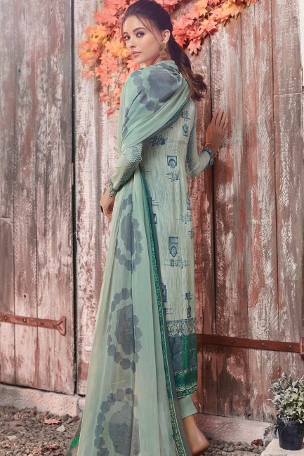 Indian Ethnic sea Green Crepe Pallazzo Pant Palazzo Suits with Crepe