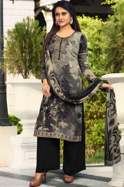 Palazzo Suits in Multicolor Crepe with Crepe