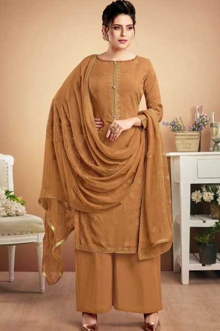 Light Brown Palazzo Suits with Cotton