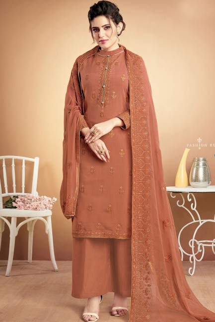 Cotton Light Maroon Palazzo Suits in Cotton