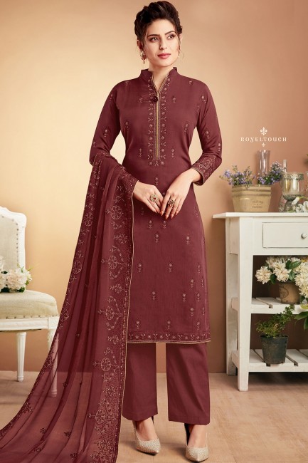 Maroon Cotton Pallazzo Pant Palazzo Suits in Cotton