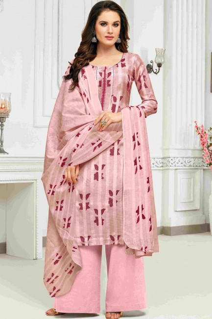 Baby Pink Cotton Pallazzo Pant Palazzo Suits with Cotton