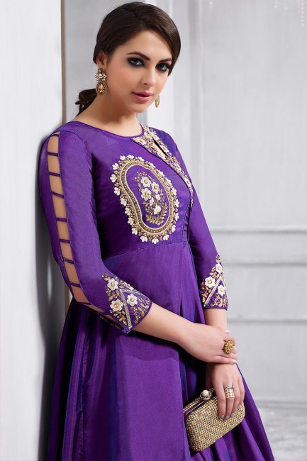 Purple color Art Silk Anarkali Suit