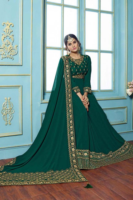 Pine Green color Georgette Anarkali Suit