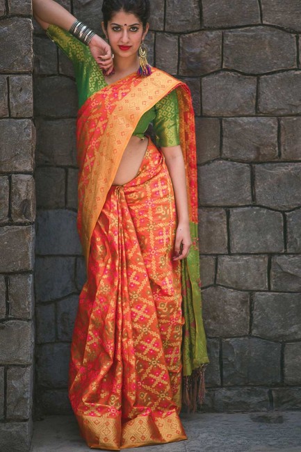 Orange color Banarasi Art Silk saree