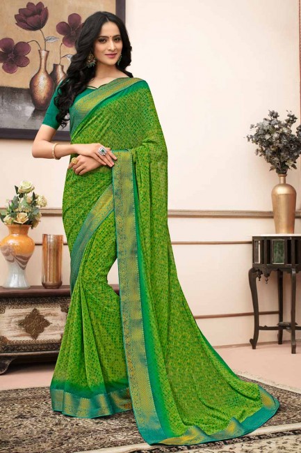Appealing Green color Georgette saree