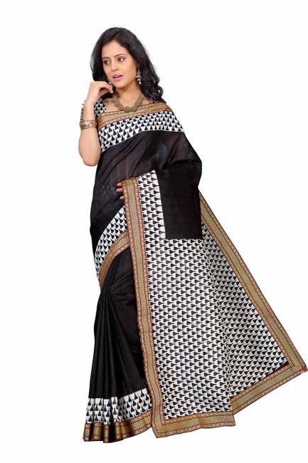 Dazzling Black color Art Silk saree