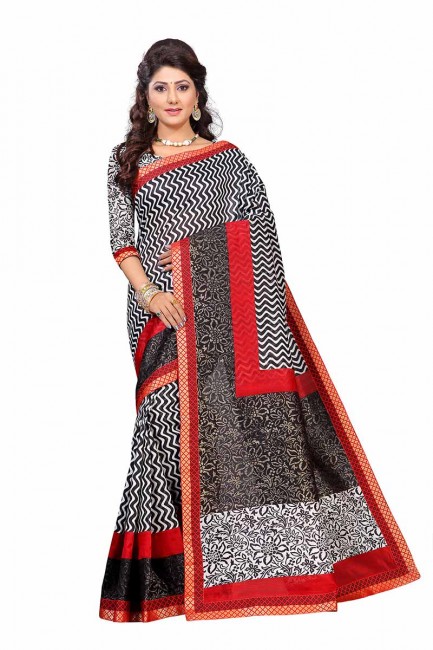Ravishing Black & White color Art Silk saree
