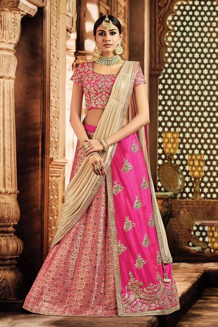Pink color Art Silk & Jacquard Silk Lehenga Choli
