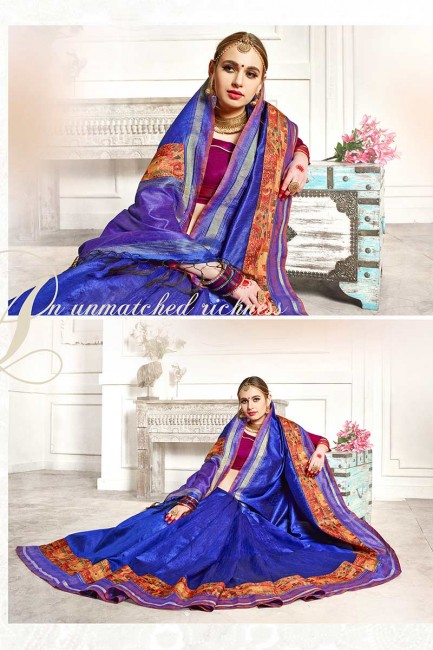 Royal Blue color Art Silk saree