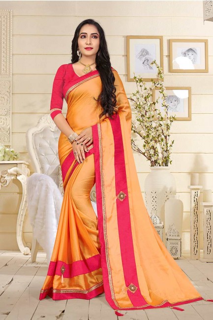 Ravishing Orange color Satin Silk saree