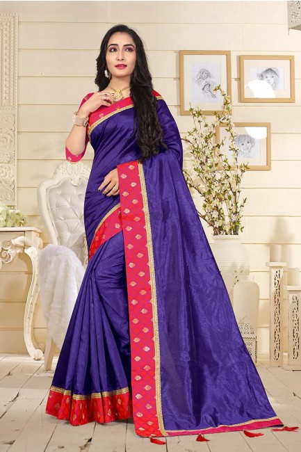 Violet color Satin Silk saree