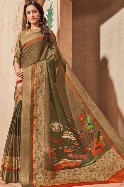 Light Brown color Art Silk saree