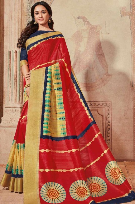 Splendid Red color Art Silk saree