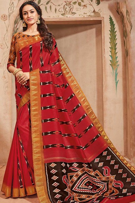 Glorious Red color Art Silk saree