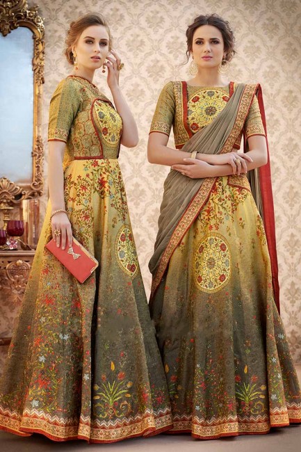 Multi color Banarasi Art Silk Lehenga Choli