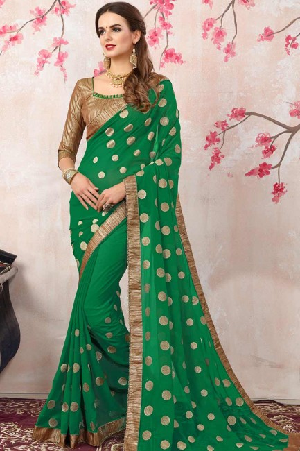 Alluring Green color Georgette saree