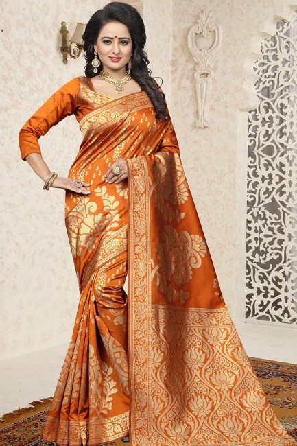 Appealing Orange color Banarasi Art Silk saree