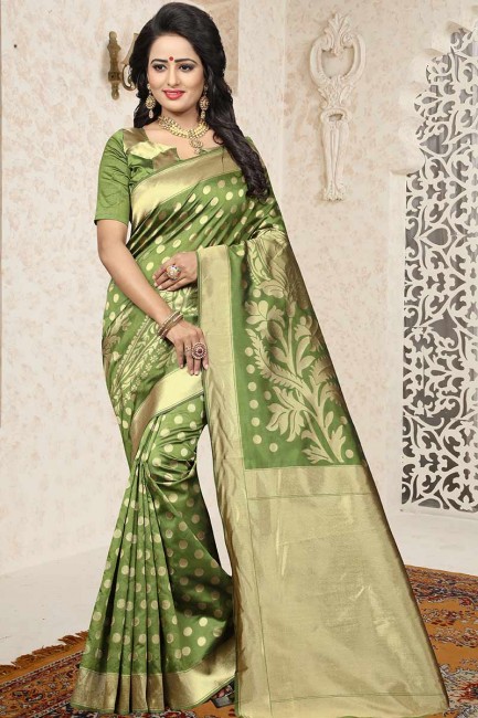 Light Green color Banarasi Art Silk saree