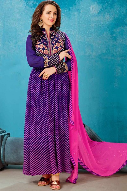 Violet color Georgette Anarkali Suit