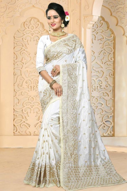 Designer White color Art Silk saree