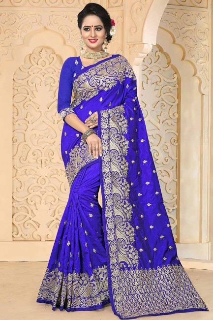 Enticing Royal Blue Art Silk saree