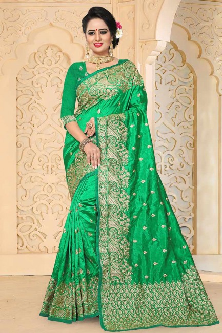 Luring Green Art Silk saree