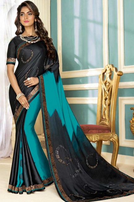 Black & Blue Fancy Fabric saree