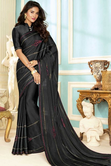 Black Fancy Fabric saree