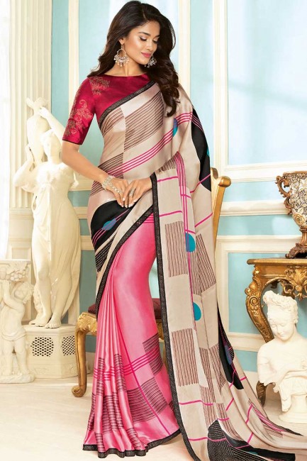 Impressive Pink Fancy Fabric saree