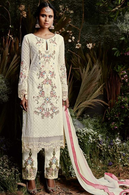 Latest White Georgette palazzo Suit