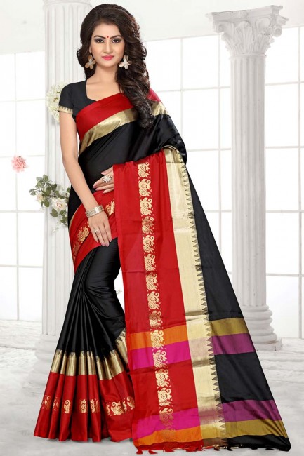 Latest Black Satin Silk saree