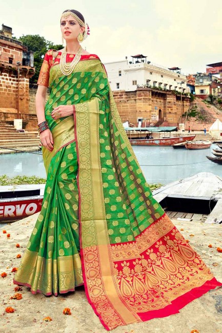 Traditional Green Banarasi Art Silk saree