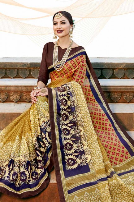 Elegant Multi Super Net Cotton saree