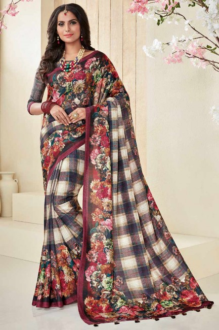 Stunning Multi Cotton Khadi saree